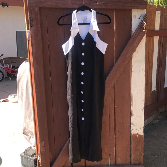 Vintage 80s 90s tuxedo dress - Picture 2 of 5